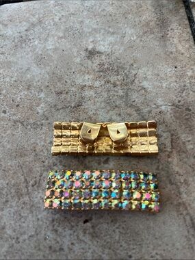 Gold Crystal Rectangular shoes clips s - Sparkling Multi-Color Accent